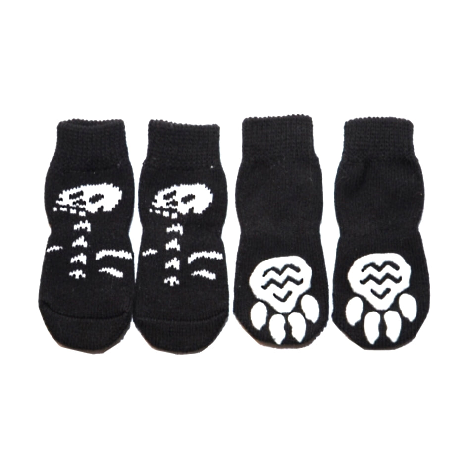 Non-Slip Socks Black Skeleton
