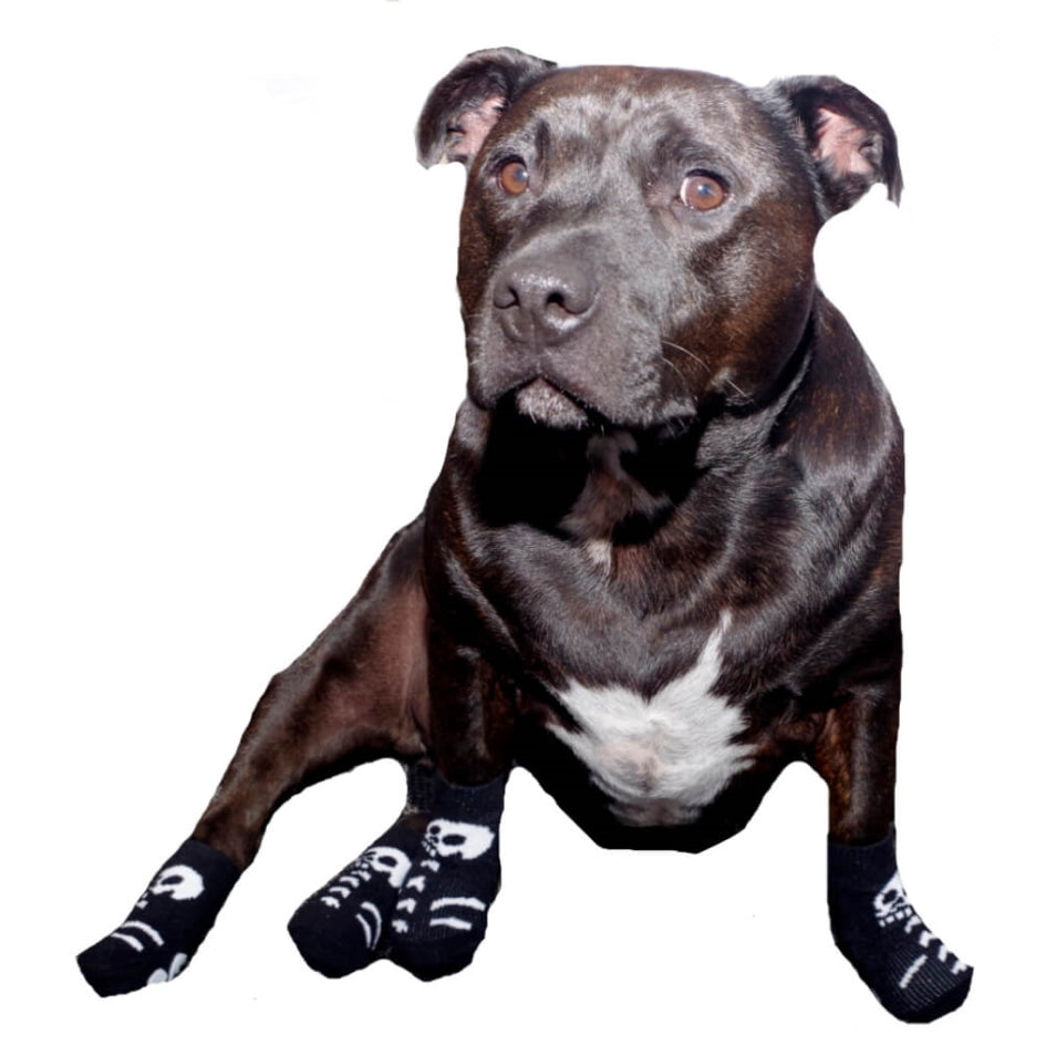 Non-Slip Socks Black Skeleton