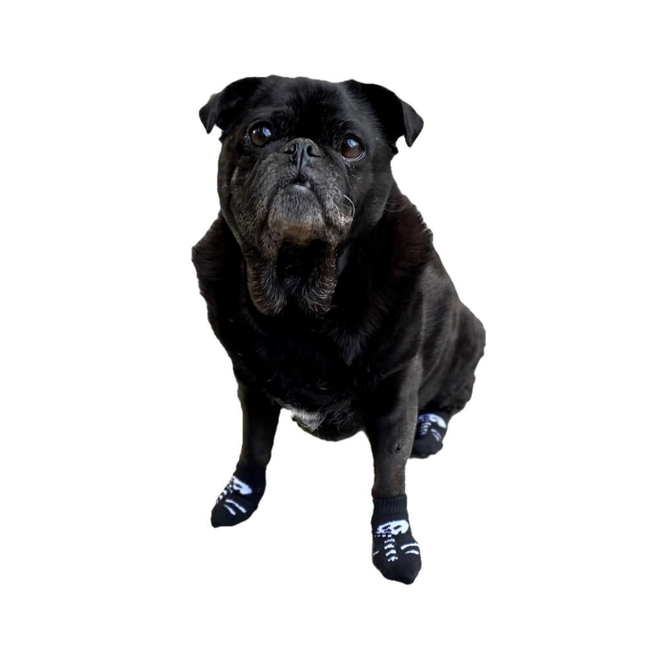 Non-Slip Socks Black Skeleton