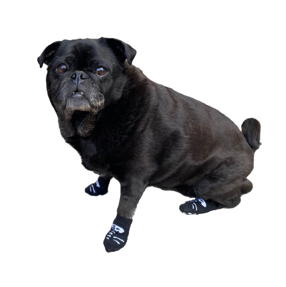 Non-Slip Socks Black Skeleton