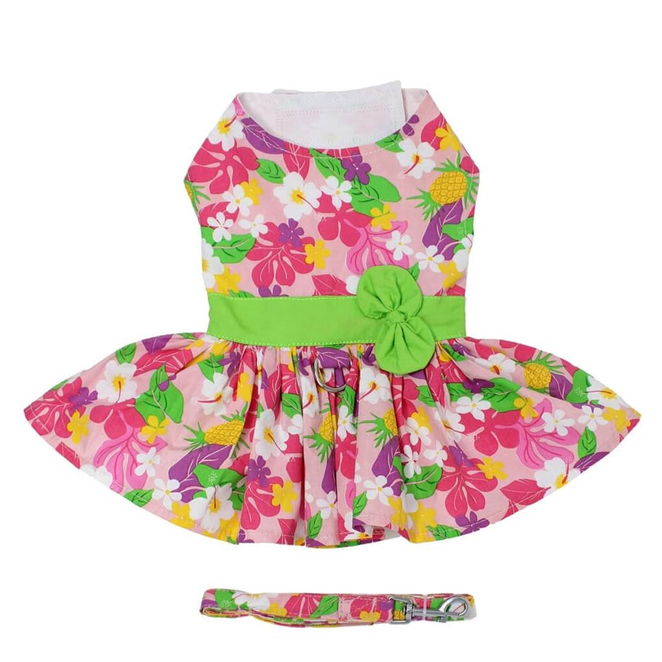 Dress Pink Floral Garden with Matching Lead