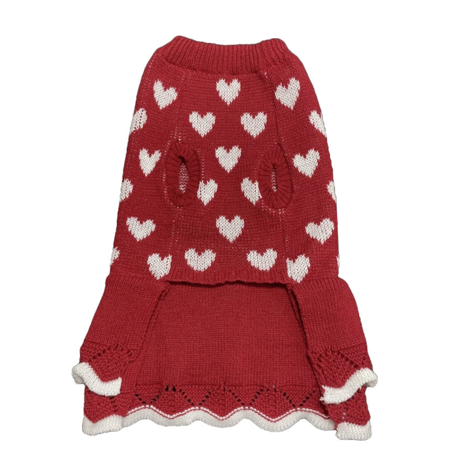 Dress Knitted Red Hearts