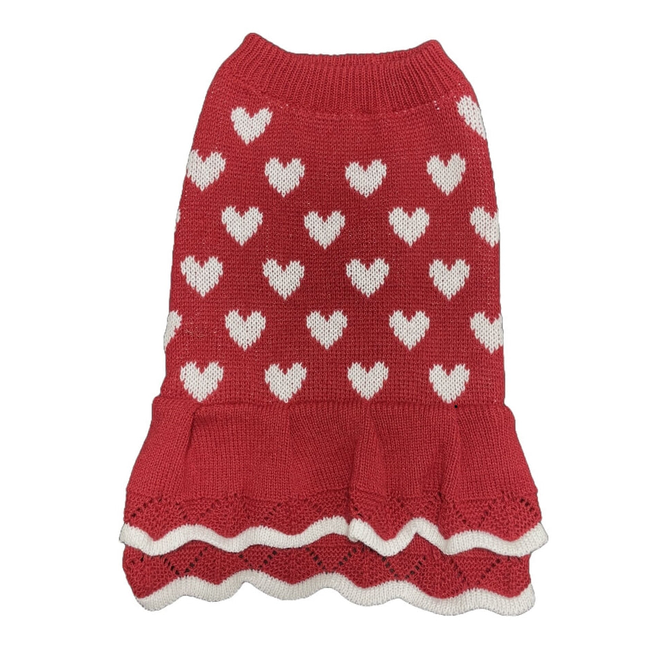 Dress Knitted Red Hearts