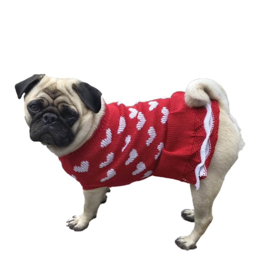 Dress Knitted Red Hearts