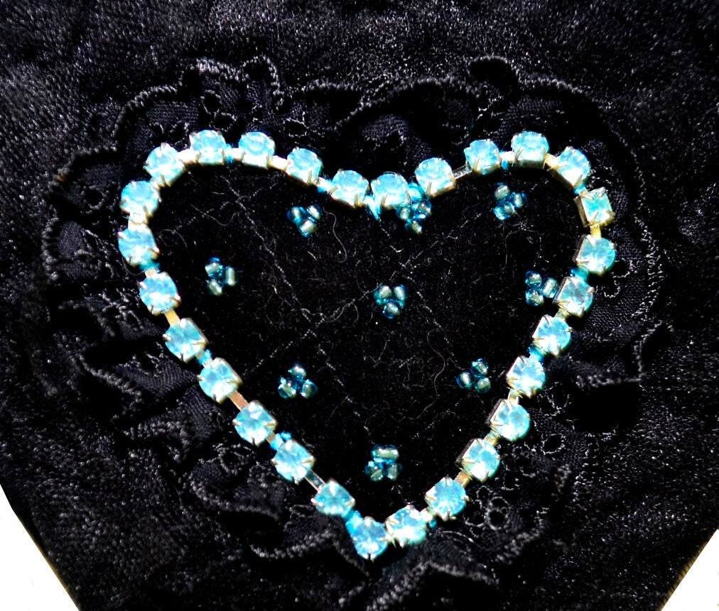 Harness Black Velvet Rhinestones Heart