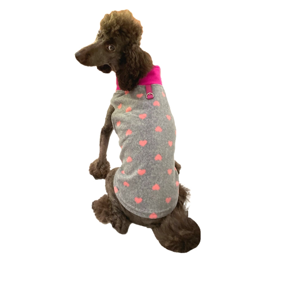 Sweater Fleece Pink Hearts