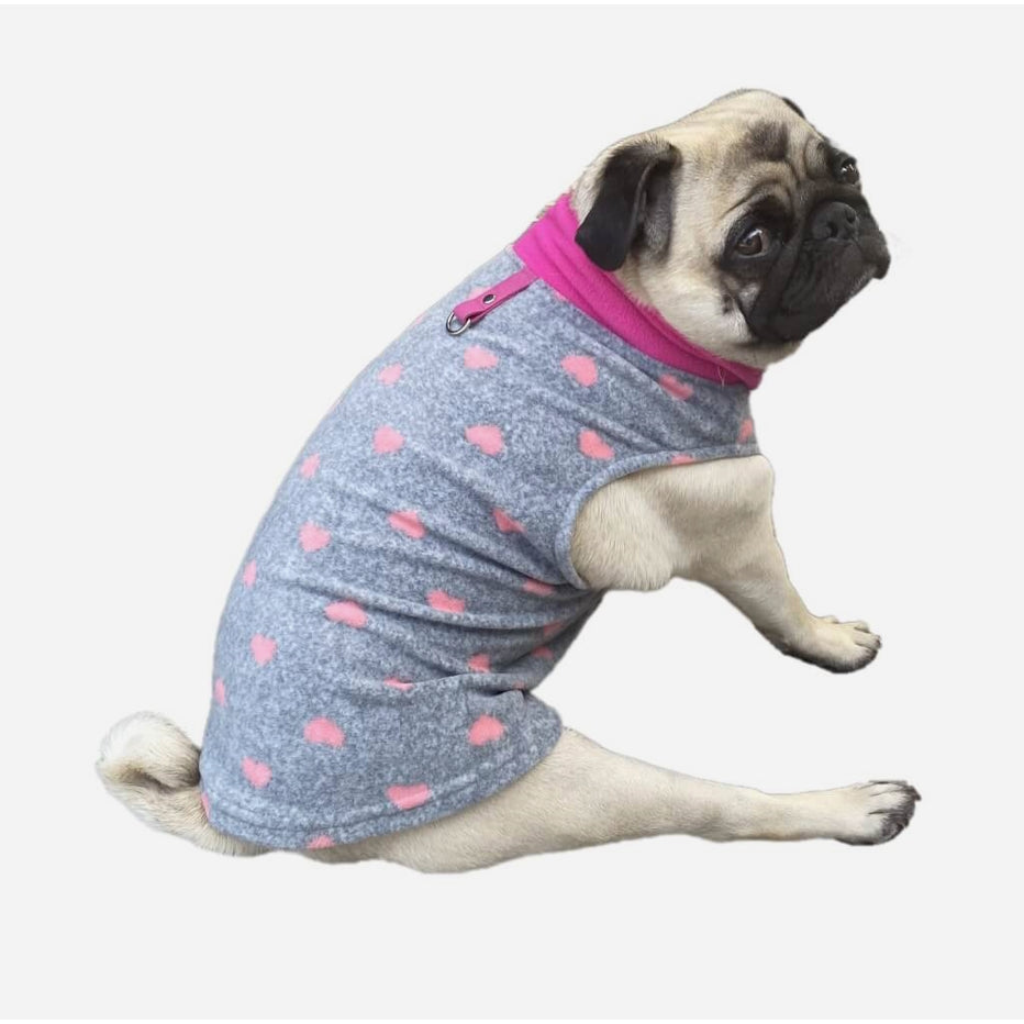 Sweater Fleece Pink Hearts