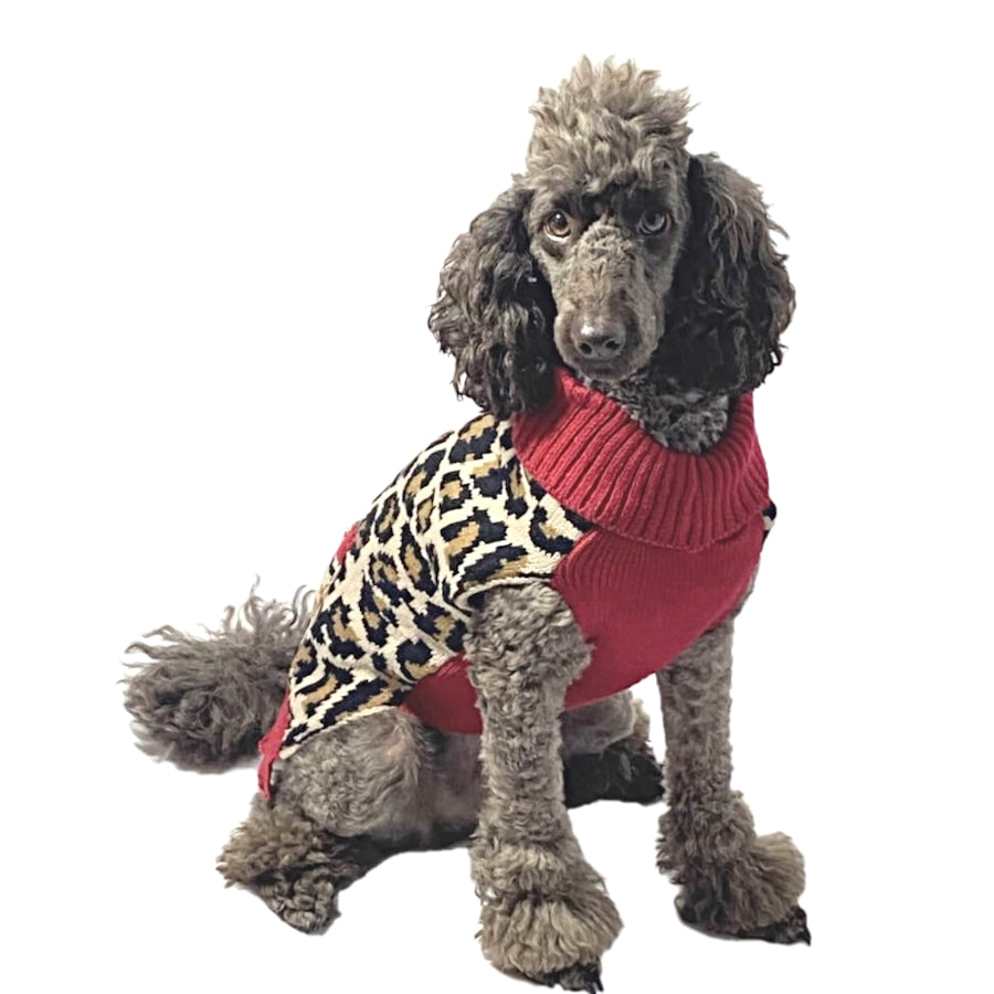 Sweater Dress Red Leopard