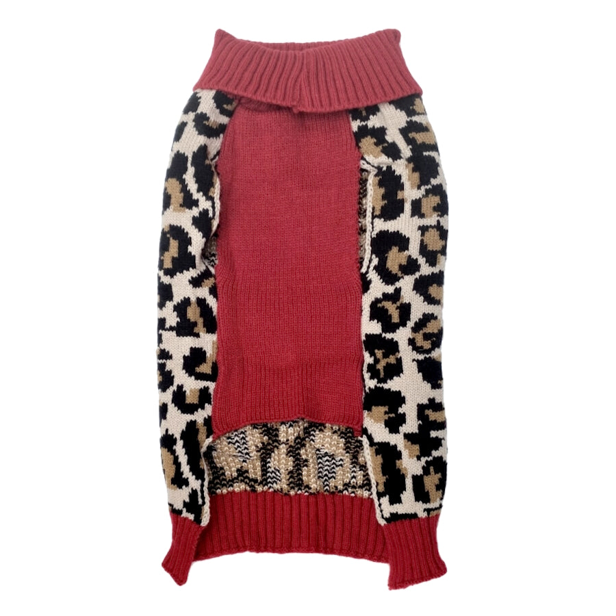 Sweater Dress Red Leopard
