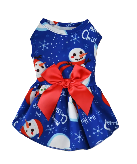 Dress Xmas Festive Print with Bow