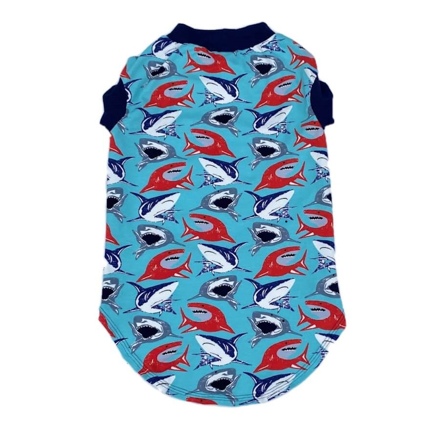Shirt Blue Swimming Sharks