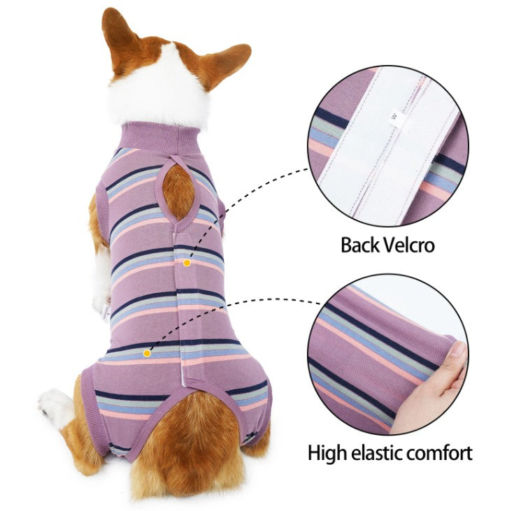 Dog Medical Recovery Jumpsuit Purple Multi
