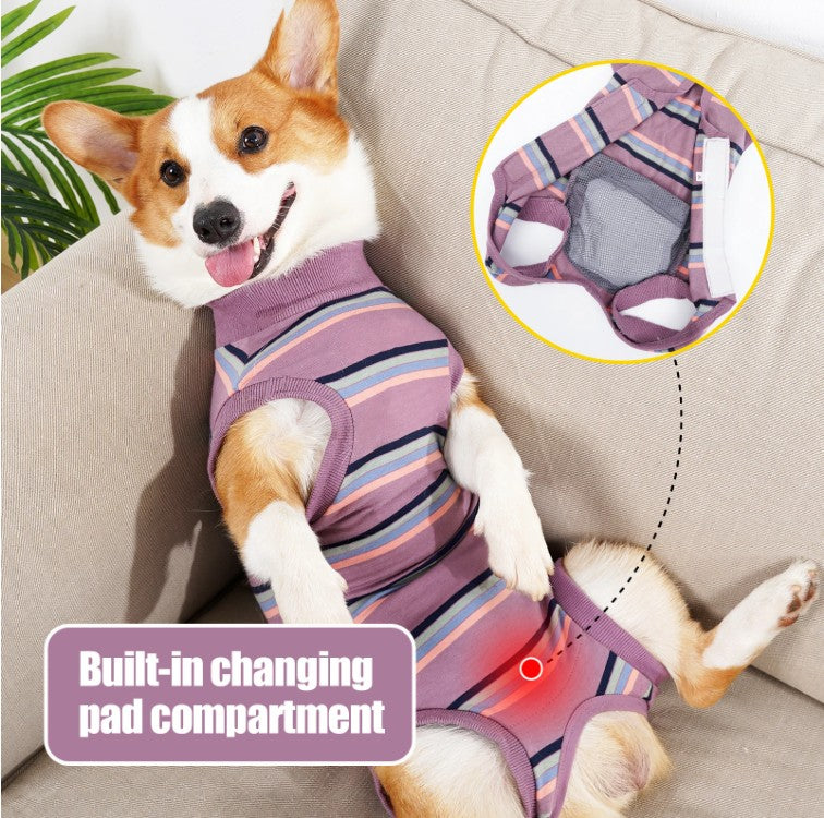 Dog Medical Recovery Jumpsuit Purple Multi