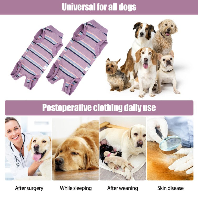 Dog Medical Recovery Jumpsuit Purple Multi