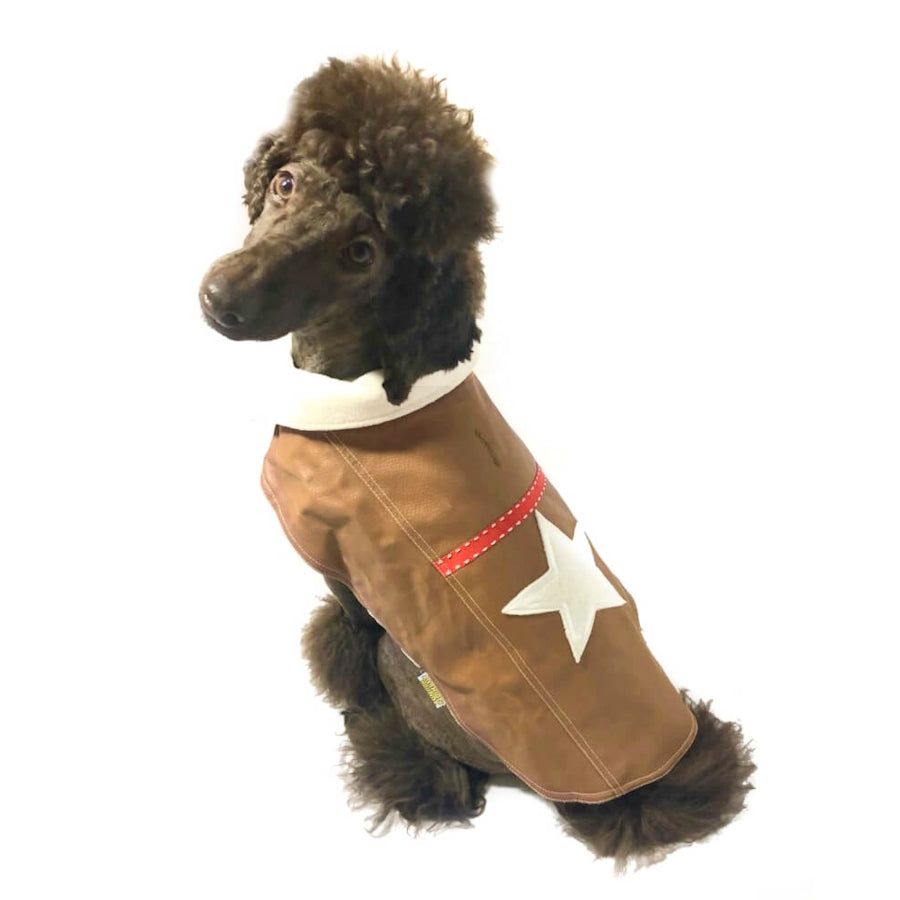 Coat Tan PU Leather White Star