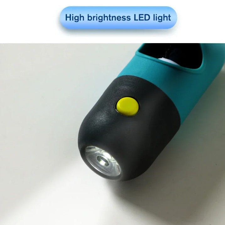 High brightness LED light with a yellow button on a white background