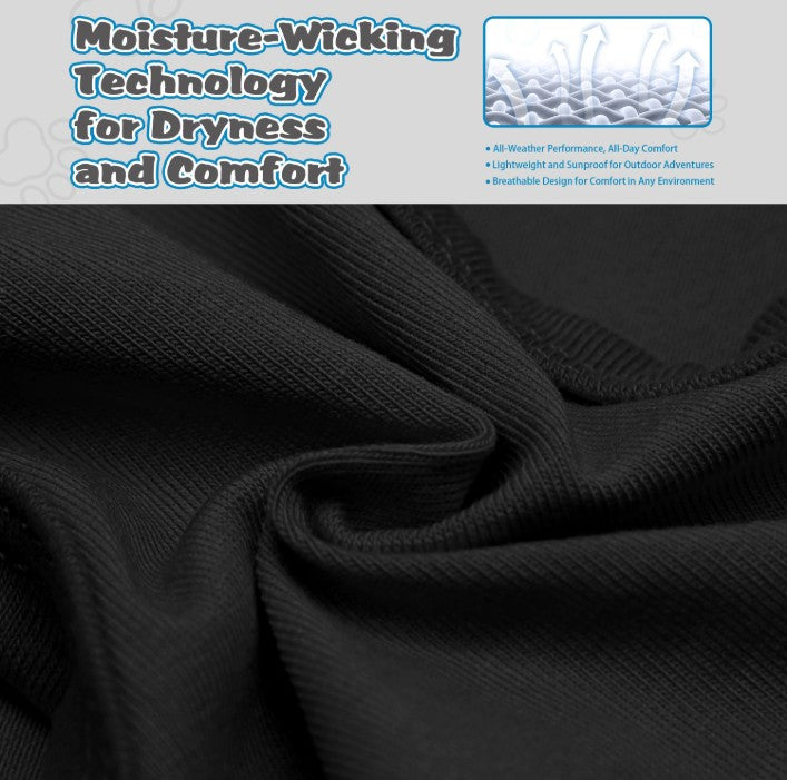 Black fabric with moisture-wicking technology text overlay