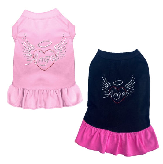 Dress Rhinestone Angel Wings Pink or Black