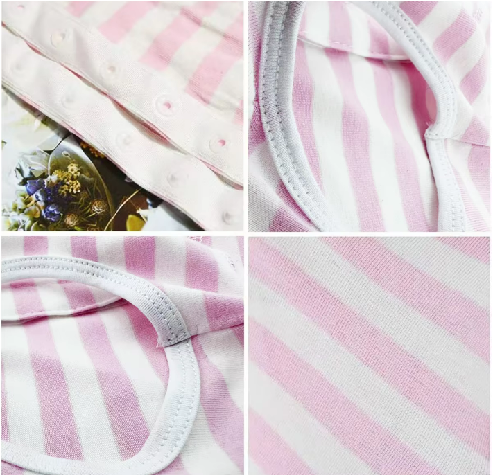 Dog Medical Recovery Extra Stretch Jumpsuit Pink White Stripe