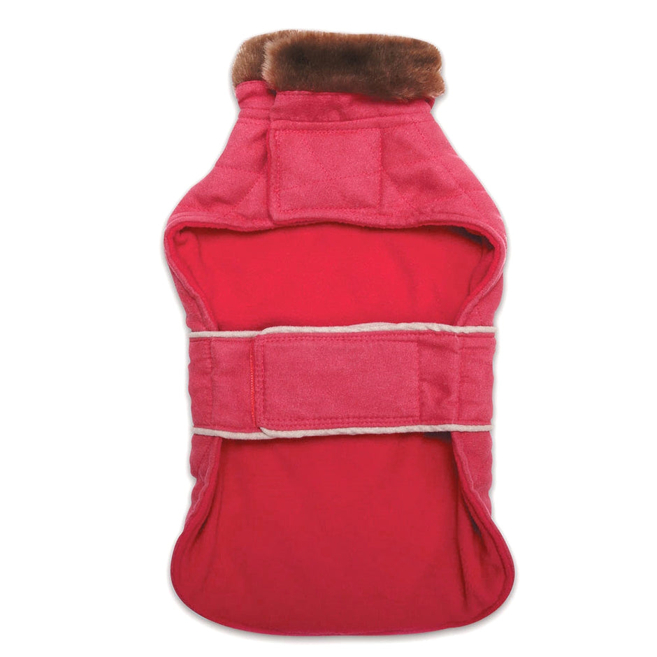 Coat Red Faux Fur Collar