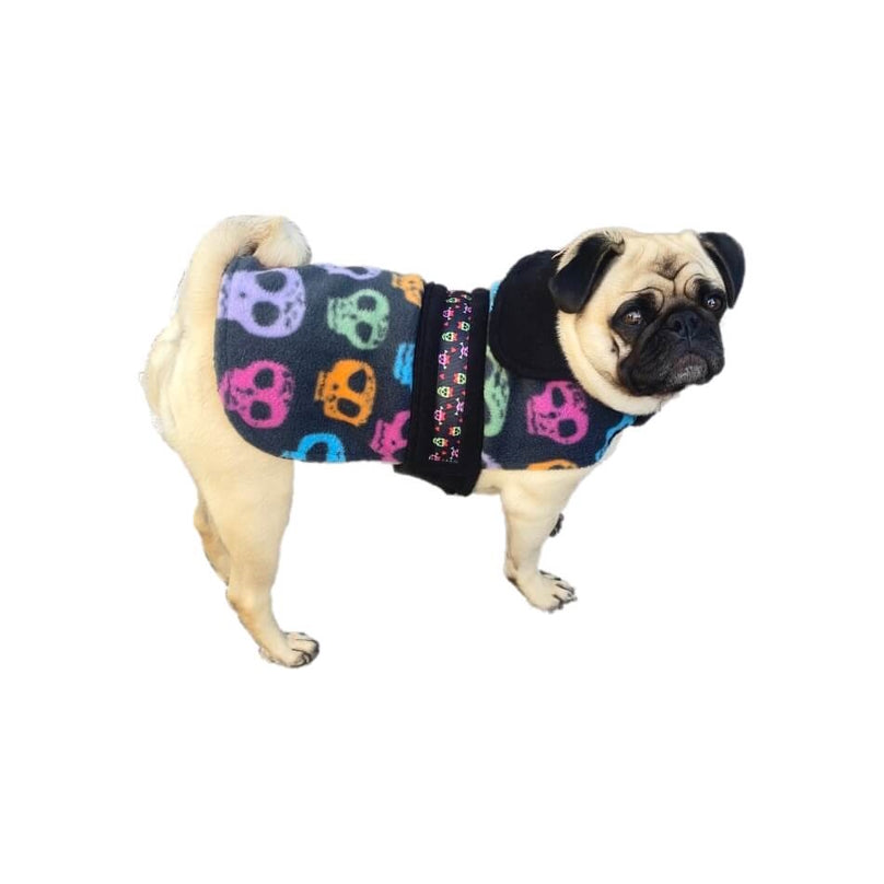 Coat Fleece Black Scary Skulls