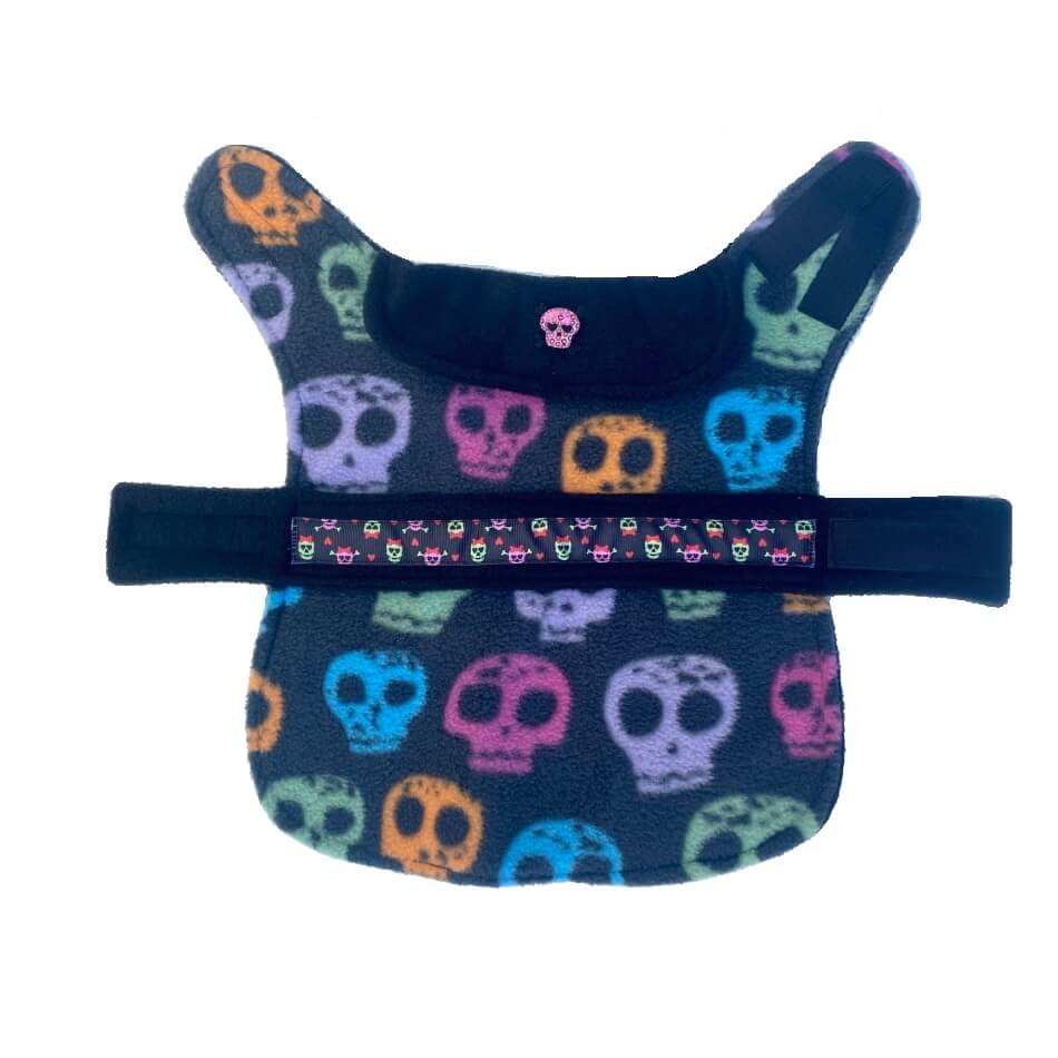 Coat Fleece Black Scary Skulls