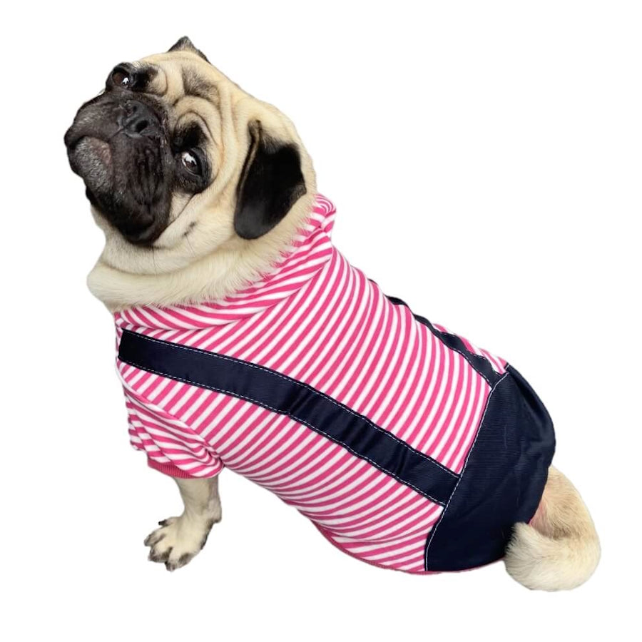 Hoodie Fleece Pink Dungarees