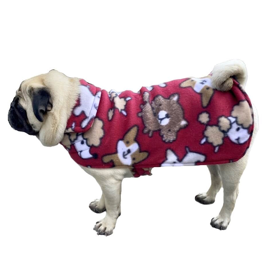 Coat Fleece Red Playful Pups