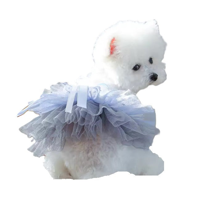Dress Formal White with Blue Tulle Skirt