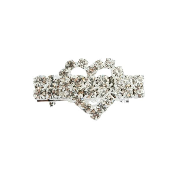 Diamante brooch with heart design on a white background