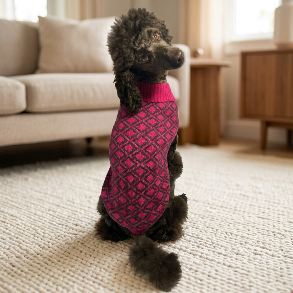Sweater Hot Pink Diamonds Knit