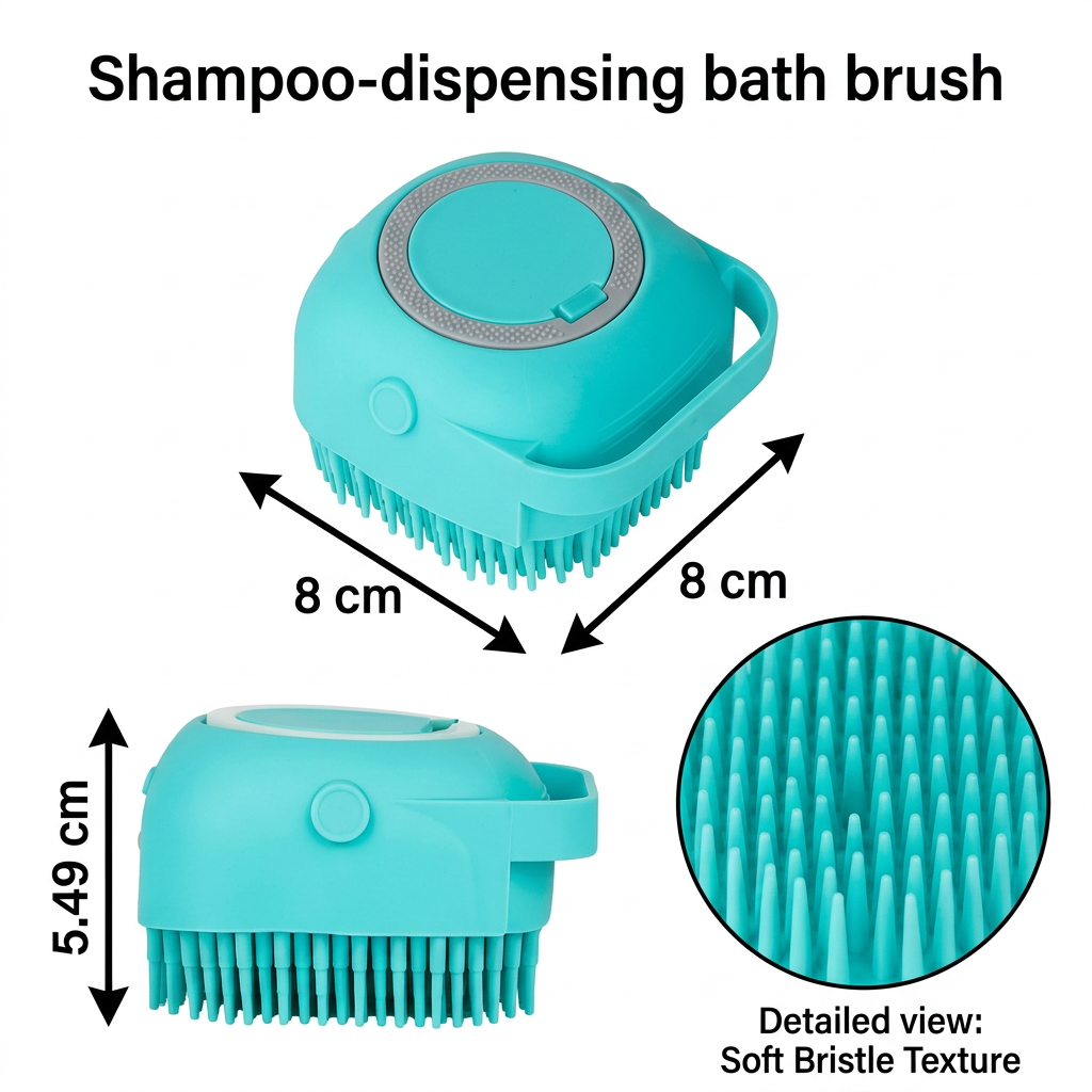 Dog Bath Brush with Shampoo Dispenser