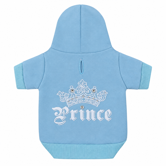 Hoodie Fleece Blue Rhinestone Prince