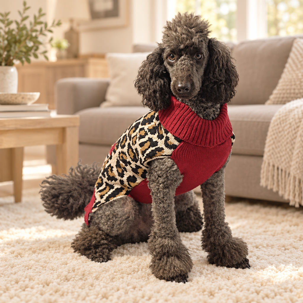 Sweater Dress Red Leopard Knit