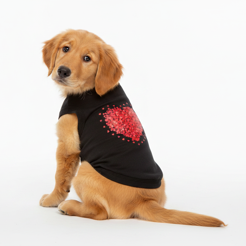 Shirt Black Unisex Red Hearts