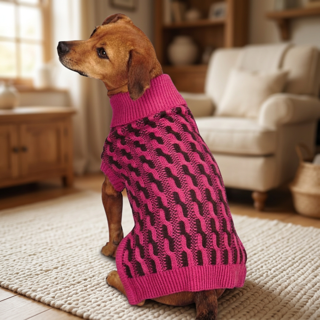 Sweater Pink Cable Twist Knit