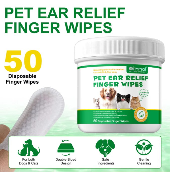 Pet Ear Relief Finger Wipes