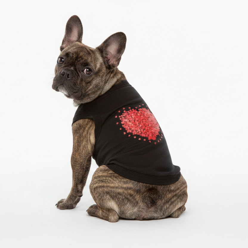 Shirt Black Unisex Red Hearts