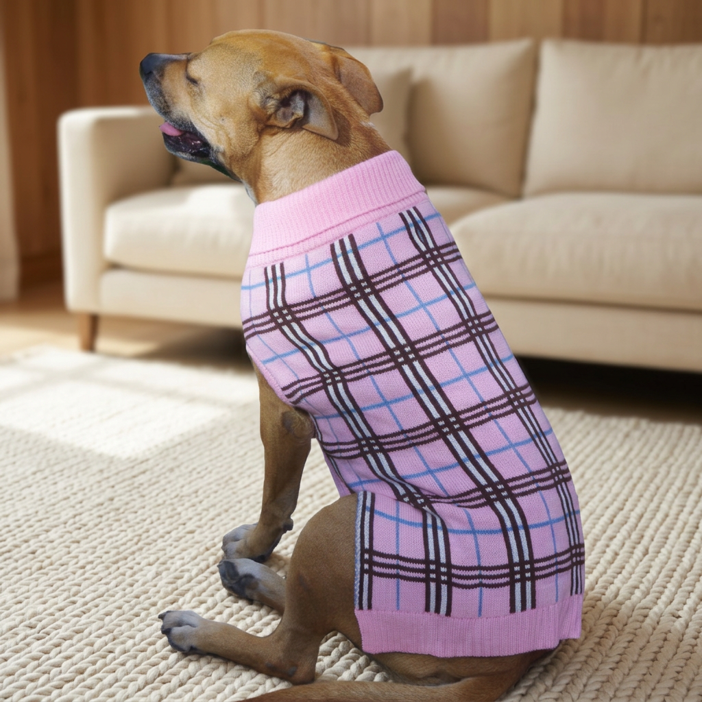 Sweater Pink Check Knit
