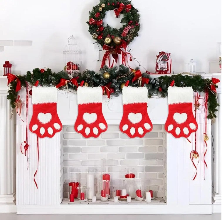 Christmas Dog Paw Stocking