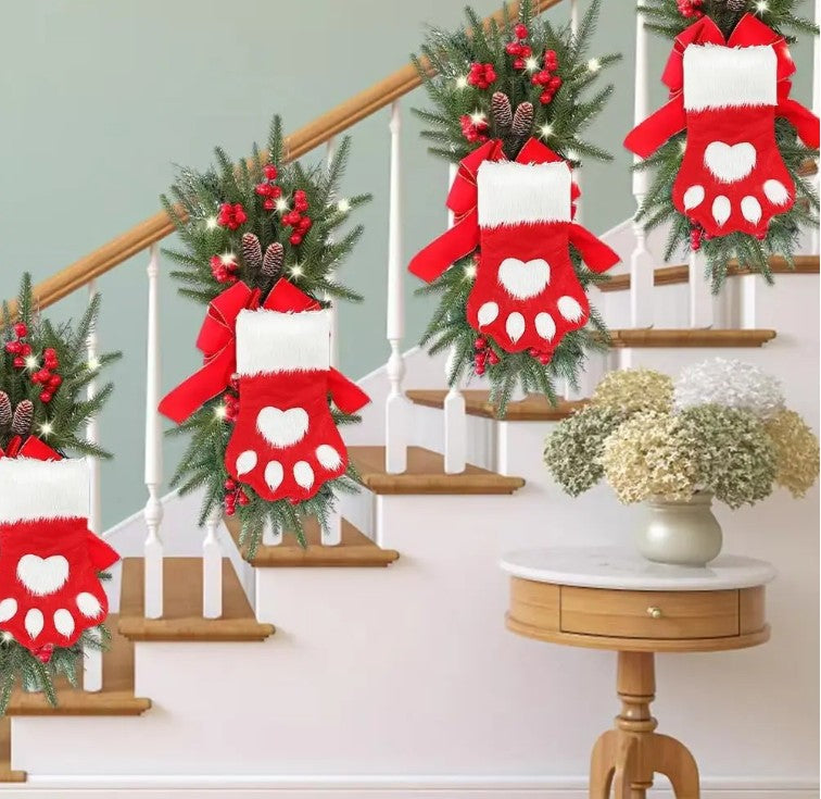 Christmas Dog Paw Stocking