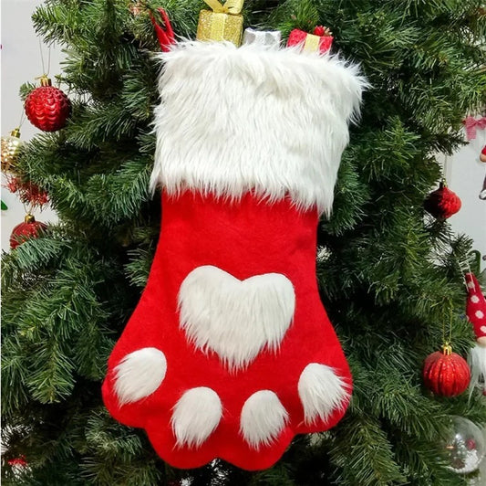 Christmas Dog Paw Stocking