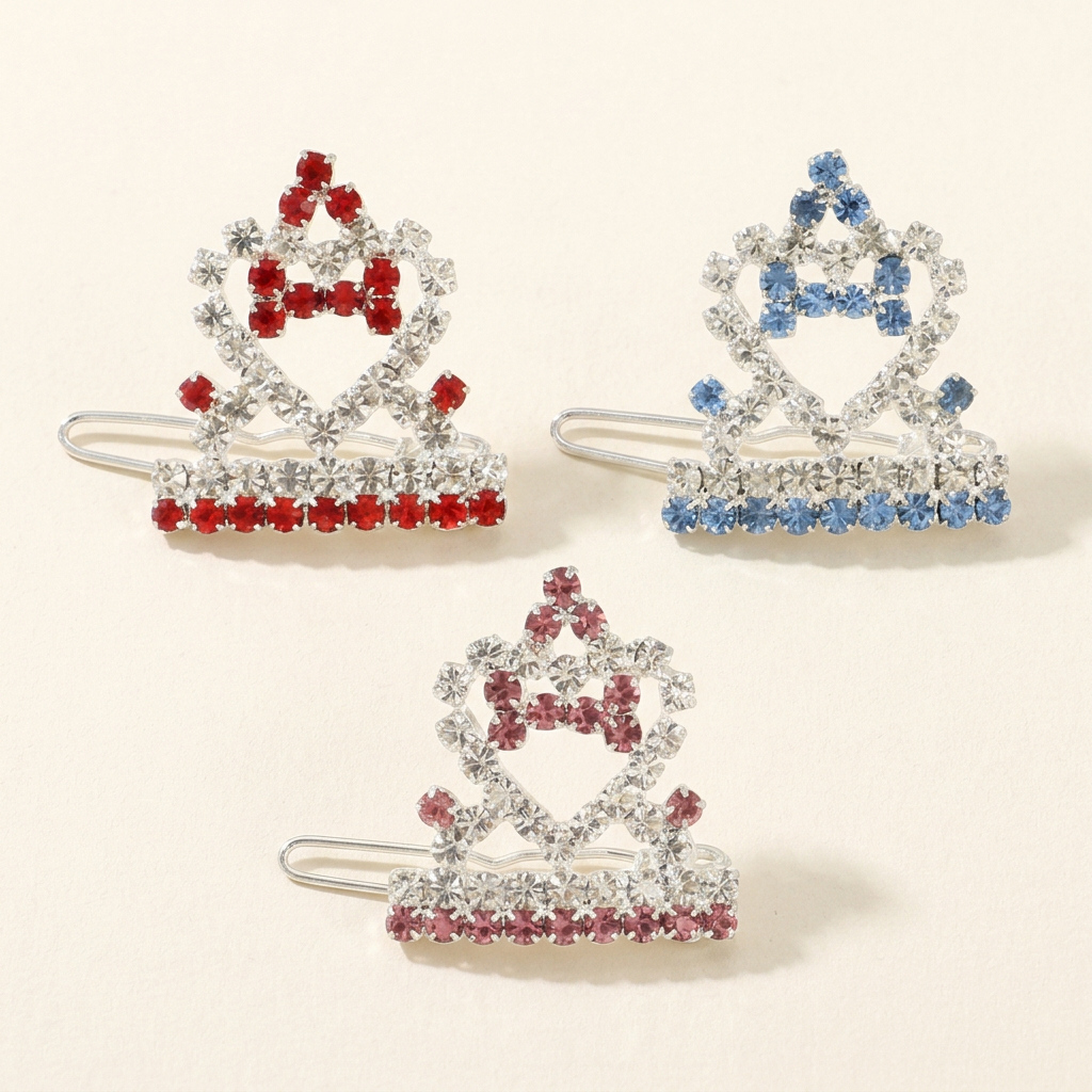 Hair Clip Love Heart Rhinestones