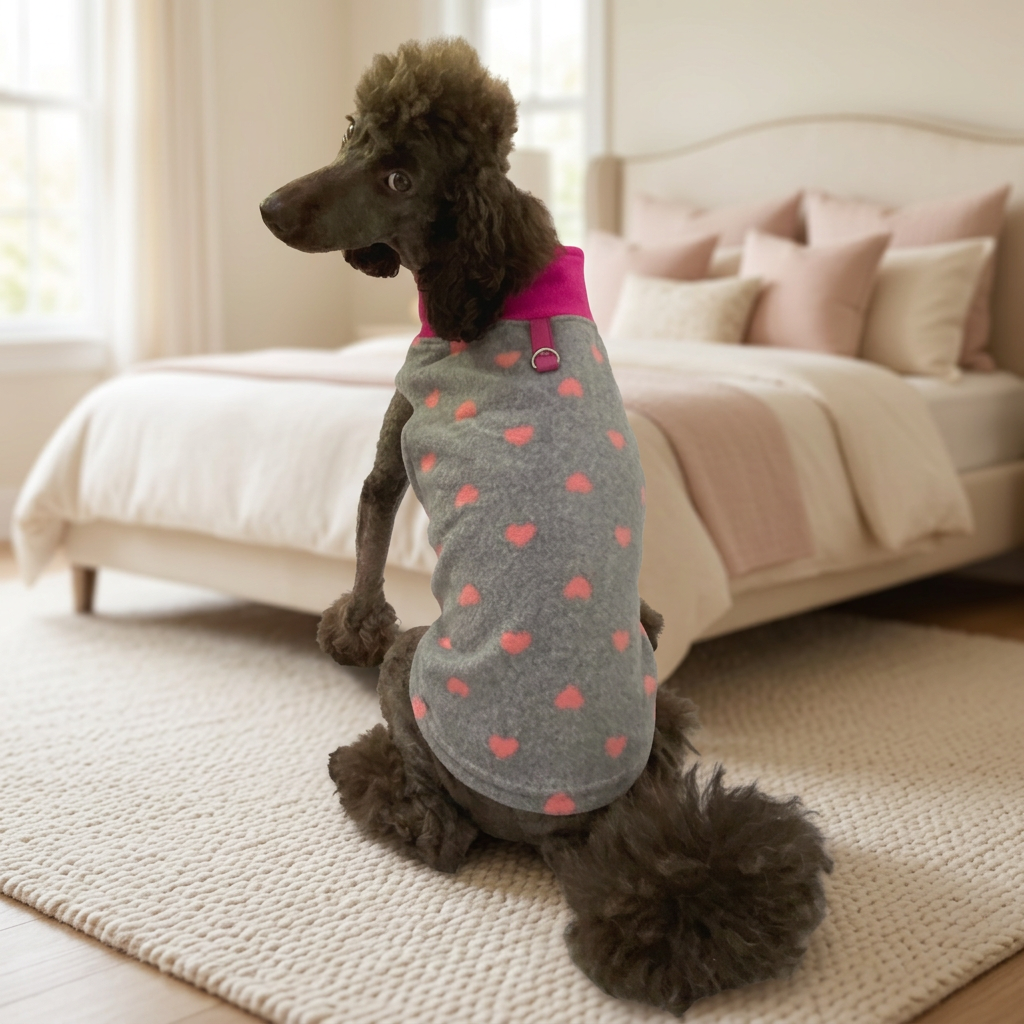 Coat Fleece Pink Hearts