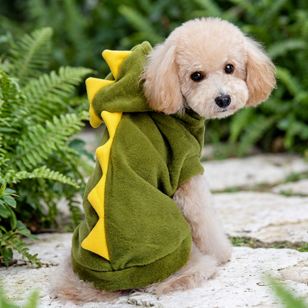 Coat Fleece Green Dinosaur