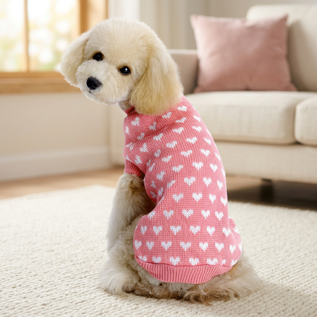 Sweater Pink Hearts Knit