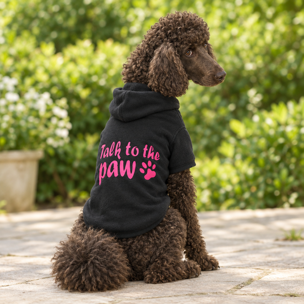 Hoodie Fleece Black Talk to the Paw