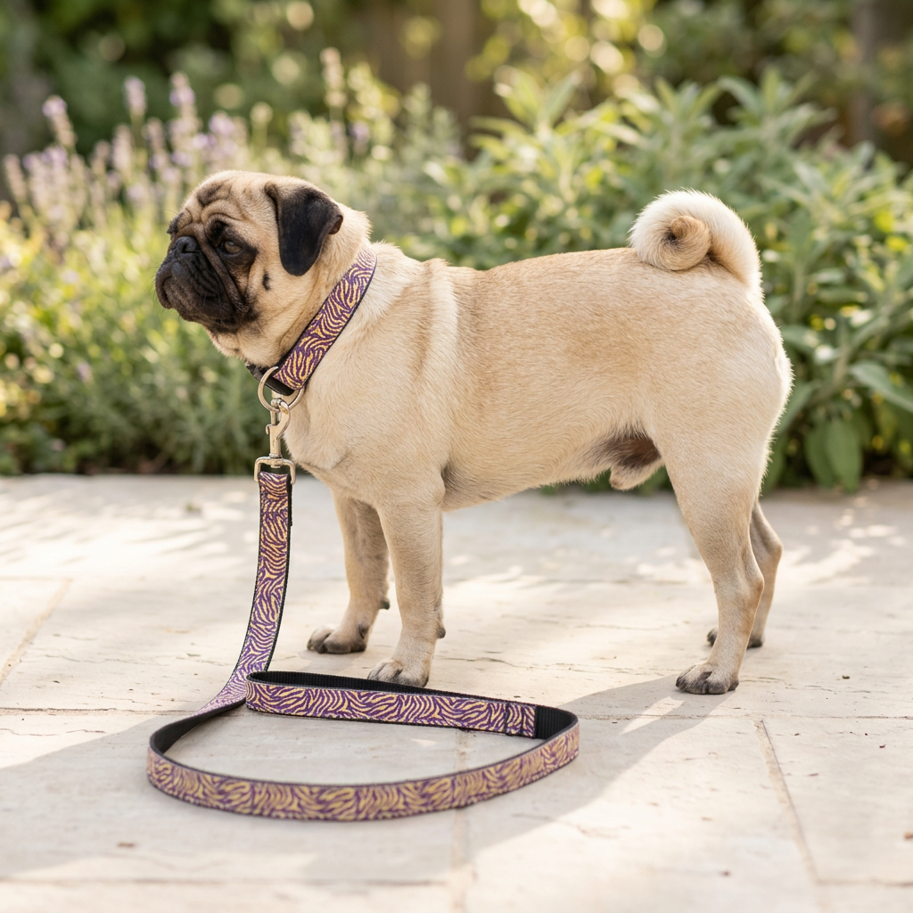 Collar or Lead Nylon Purple Tiger