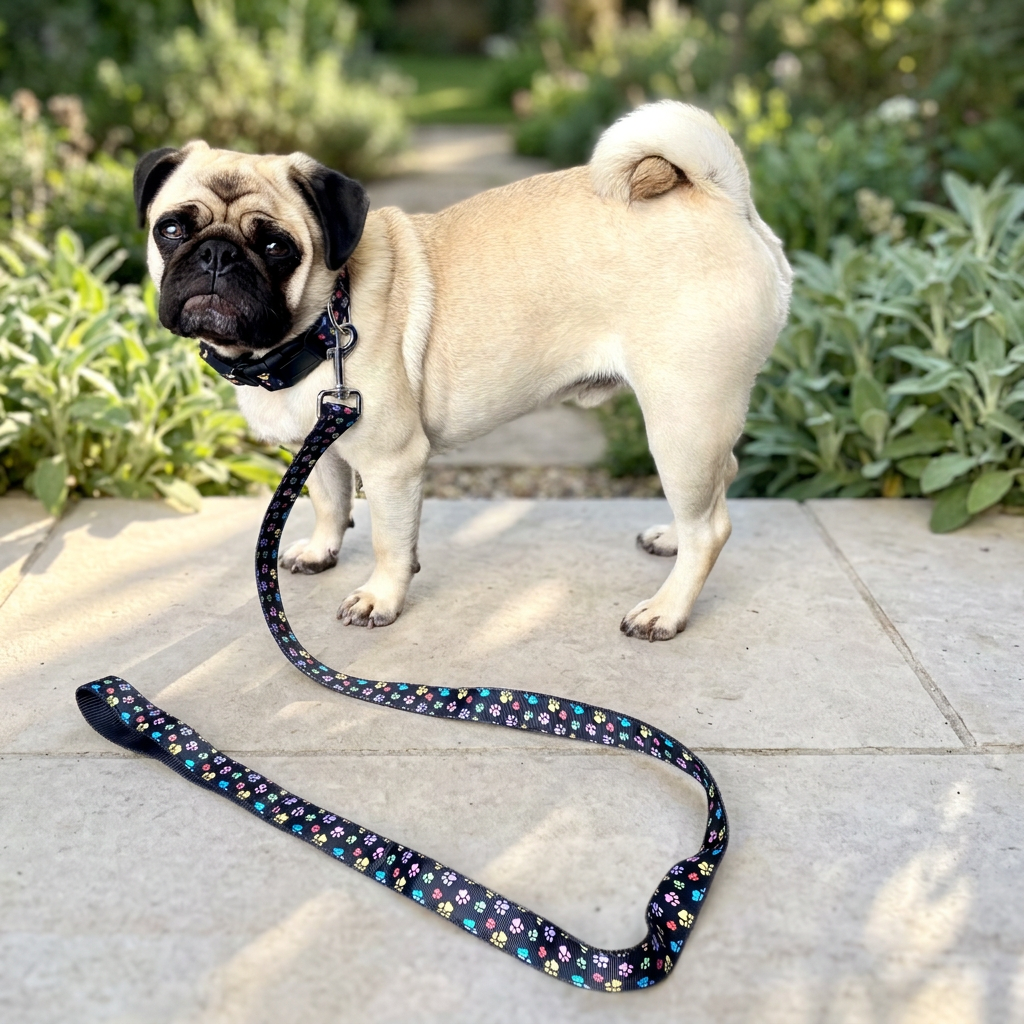 Collar or Lead Nylon Colourful Paws