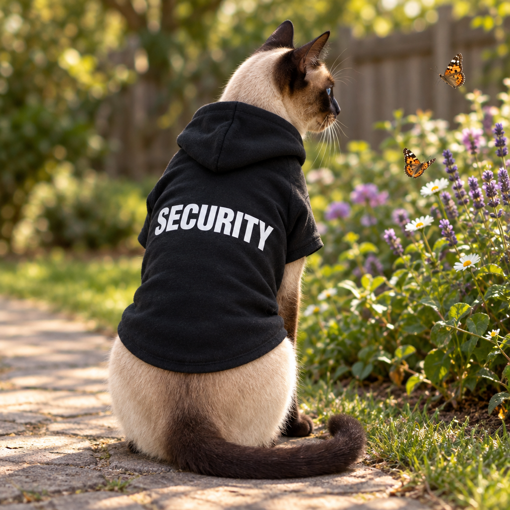 Cat Hoodie Fleece Black Security